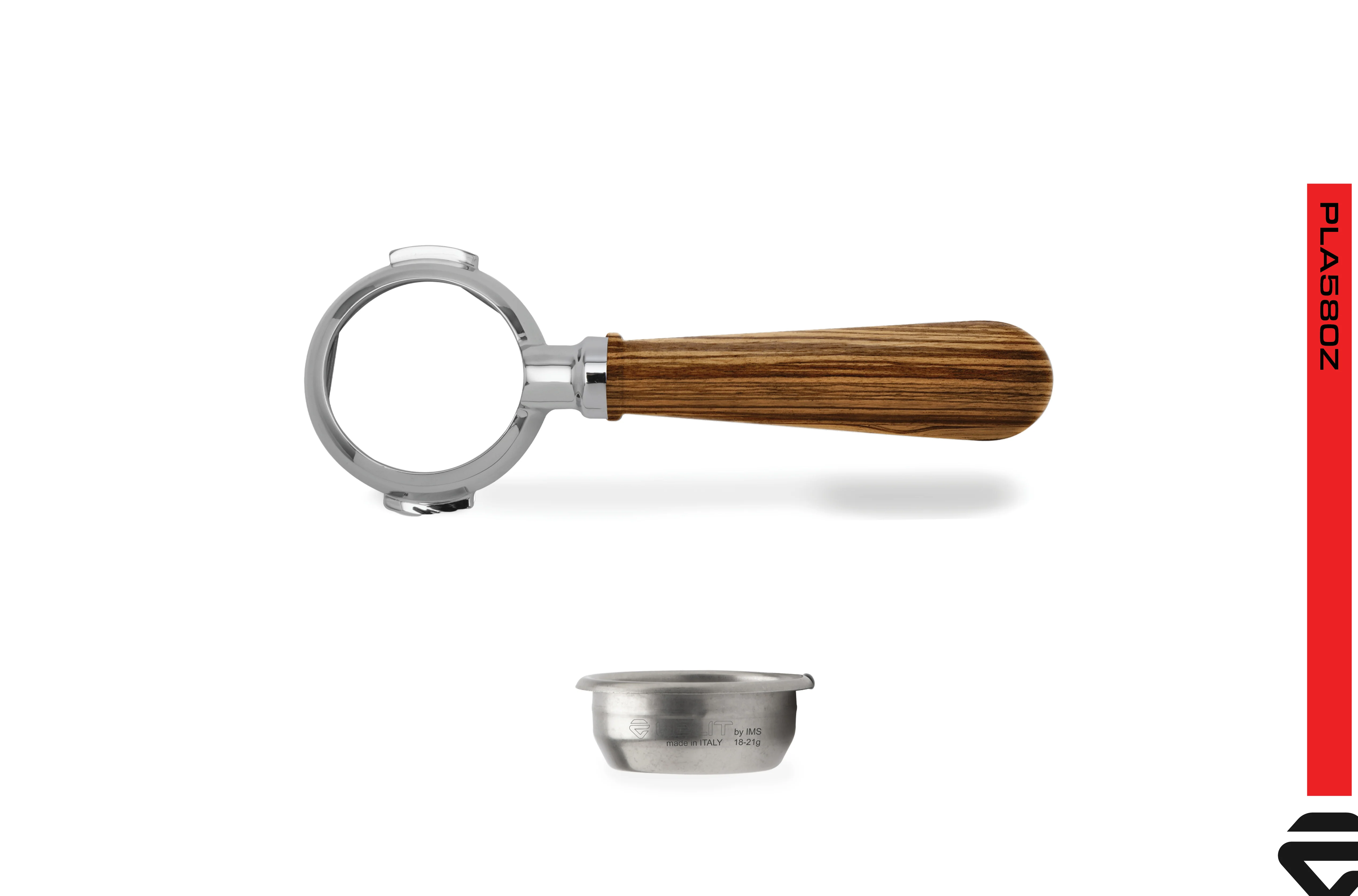 Lelit 58mm Zebrano Wood Bottomless Portafilter - Image 2