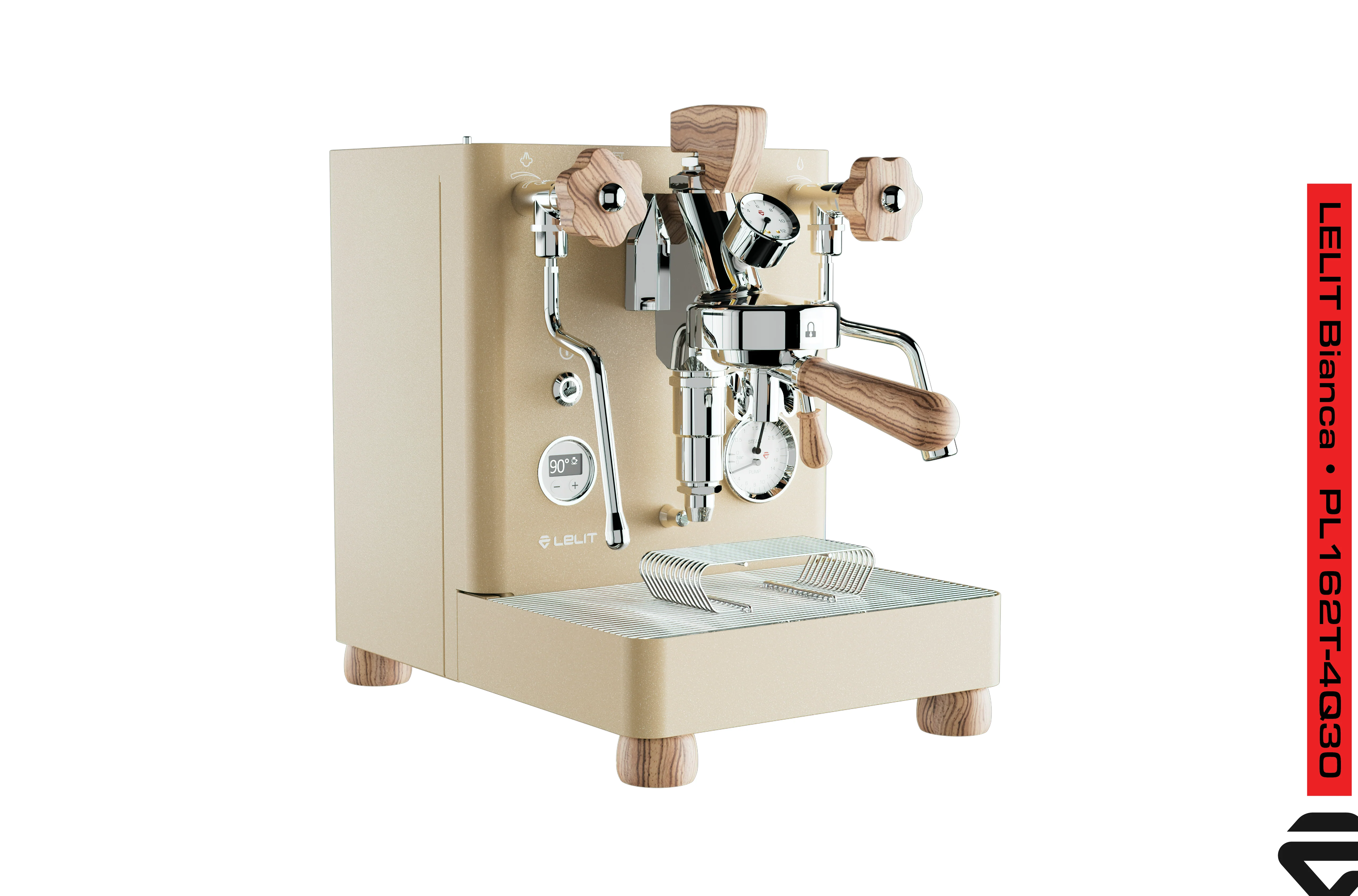 GOLD Lelit Bianca Pressure Profile Dual Boiler PID Rotary Pump Wood PL162T V3 Espresso Machine (GOLD) - Image 3