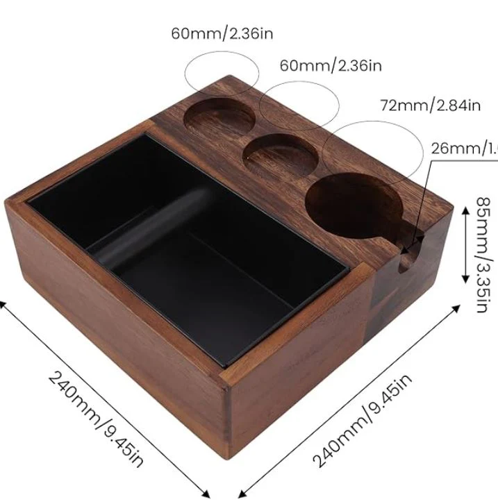 Walnut Knockbox Chute with Tamper Holder - Image 4